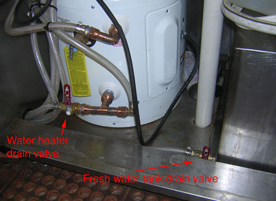 Heater and tank drain