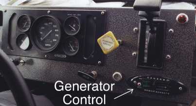 Dashboard showing generator control